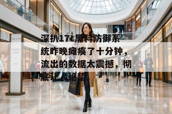 深扒17c黑料防御系统昨晚瘫痪了十分钟，流出的数据太震撼，彻底让人绝望。
